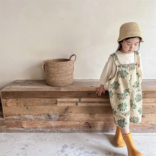 Canvas Overall Floral Tan